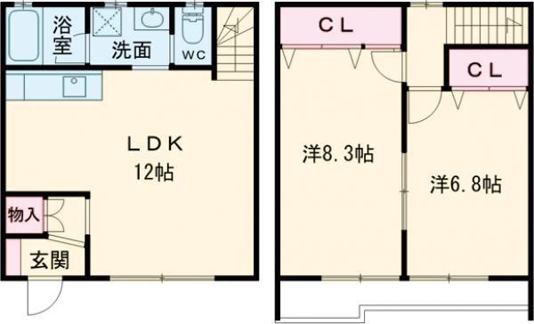 アプトルーナ高嶺(2LDK/2階)の間取り写真