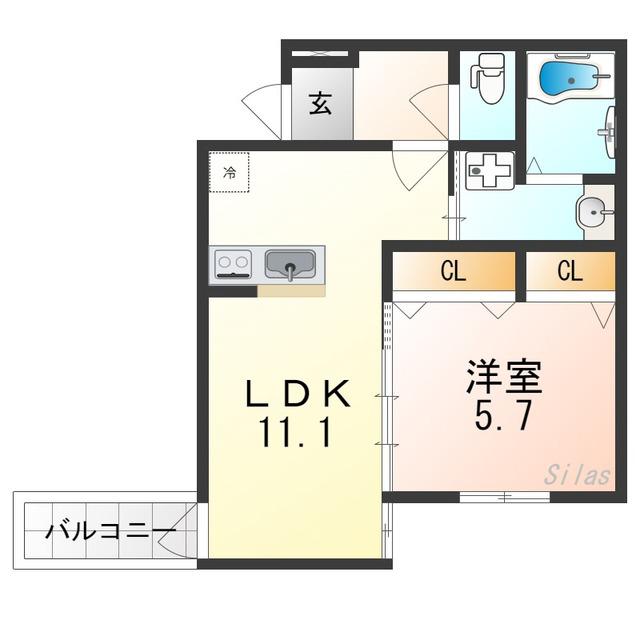 フジパレス堺初芝西(1LDK/2階)の間取り写真