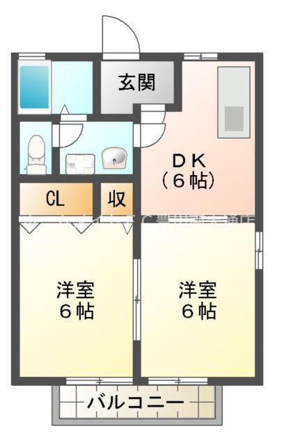 メゾンラフォーレ(2DK/2階)の間取り写真