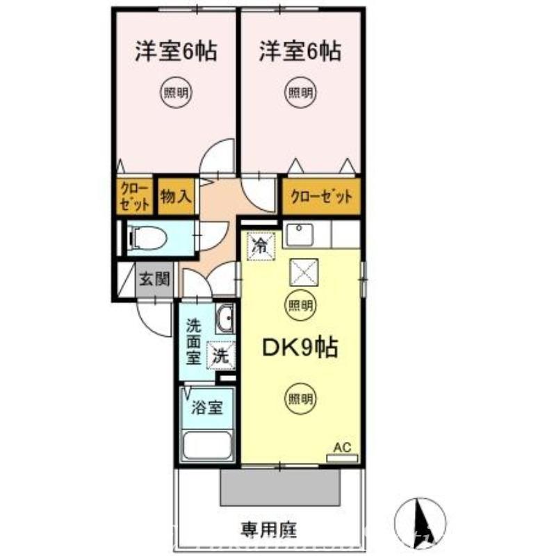 アーバンハイツ28 A棟(2DK/1階)の間取り写真
