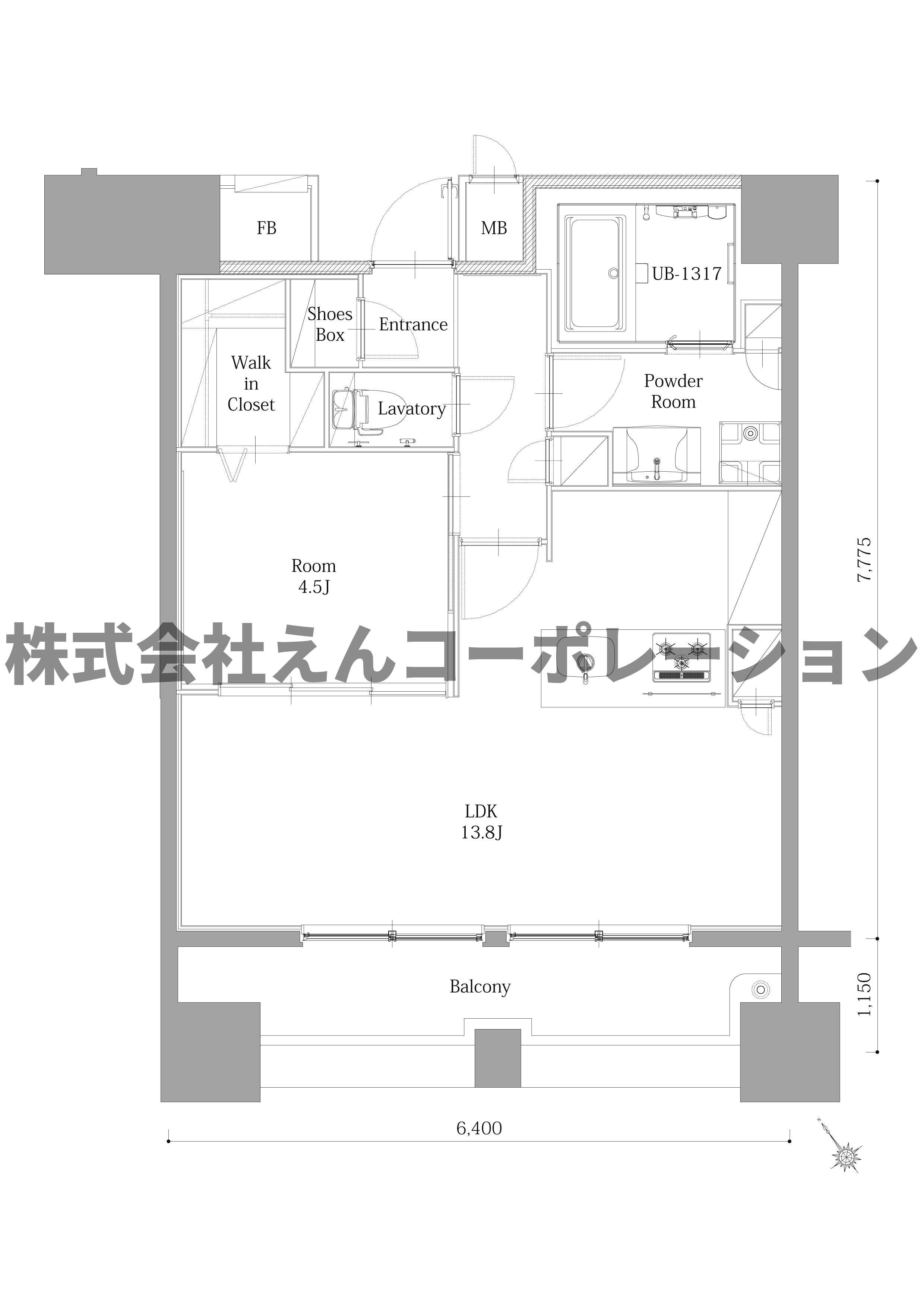 エンクレスト呉服町(1LDK/9階)の間取り写真