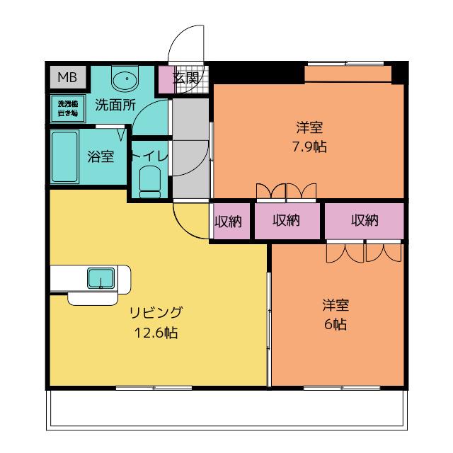 イーストピア(2LDK/2階)の間取り写真