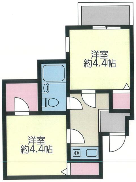 アスタック弐番館(2K/4階)の間取り写真