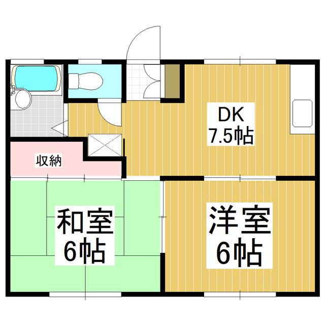 コーポホワイト(2DK/1階)の間取り写真