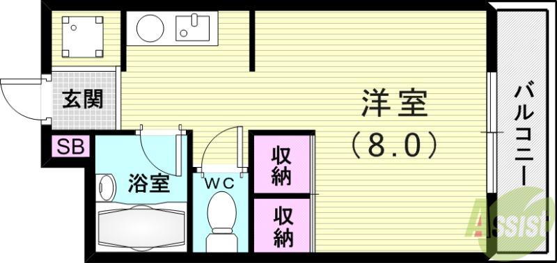 メゾン綾羽(1K/3階)の間取り写真
