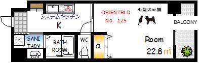 ORIENT BLD NO.125(1K/6階)の間取り写真