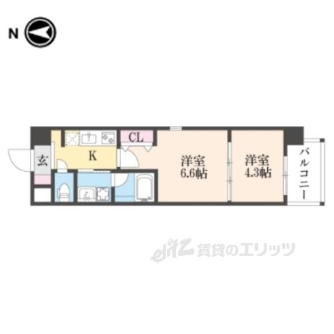 アート西大路レジデンス(2K/4階)の間取り写真