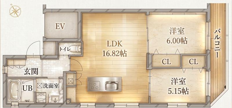 TECHNO TERRACE 葛西(2LDK/3階)の間取り写真