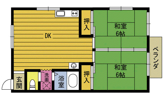 シャト-タナカ(2DK/2階)の間取り写真