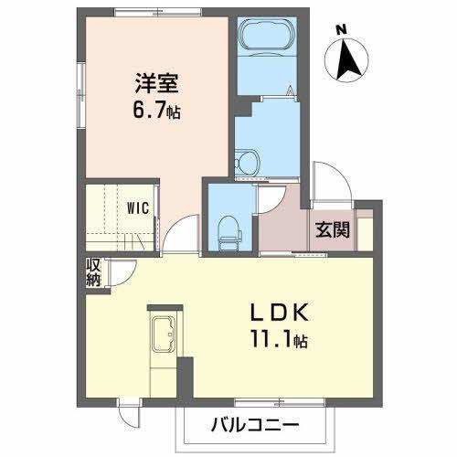 グランシャリオB(1LDK/2階)の間取り写真