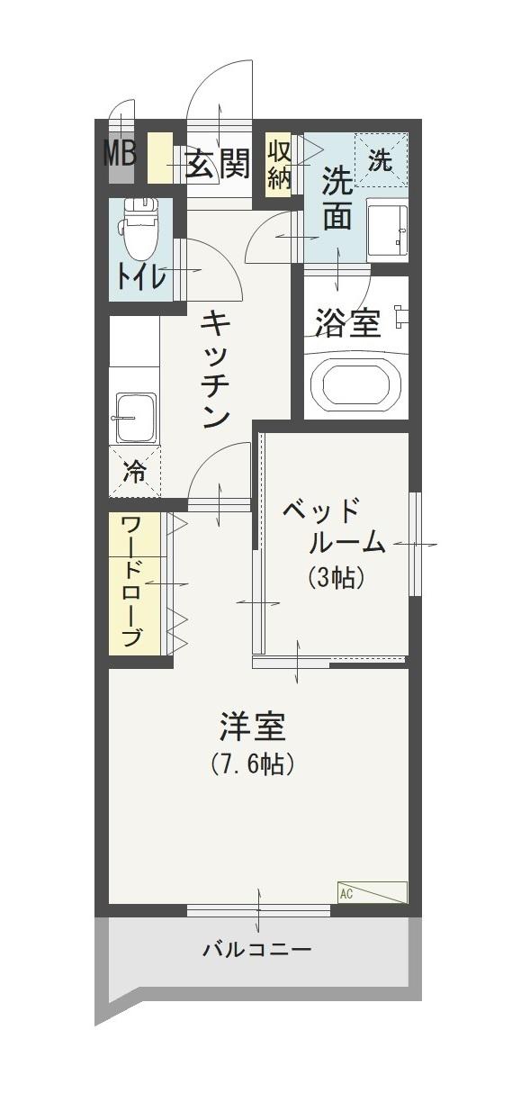 エクセランラウム(ワンルーム/3階)の間取り写真
