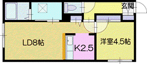 FAVEUR(1LDK/2階)の間取り写真