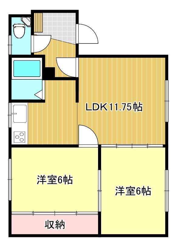 さくらハイツ(2LDK/1階)の間取り写真