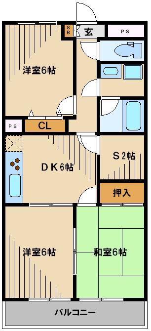 サンアムール所沢(3SDK/3階)の間取り写真