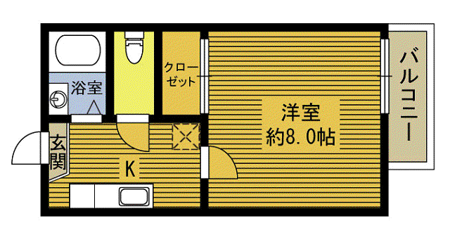 フォーブルグリーンタウンI(1K/2階)の間取り写真
