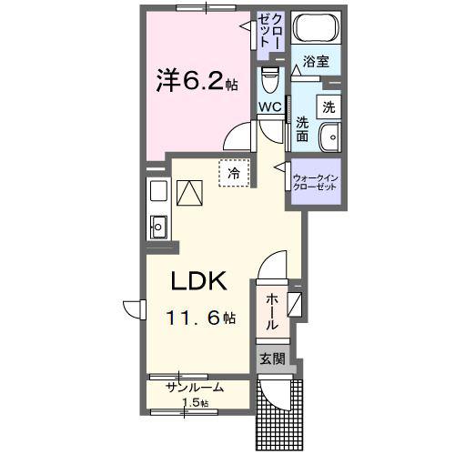 ルミエールさくら(1LDK/1階)の間取り写真