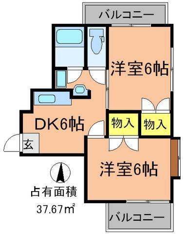 フォーシーズン新松戸(2DK/3階)の間取り写真