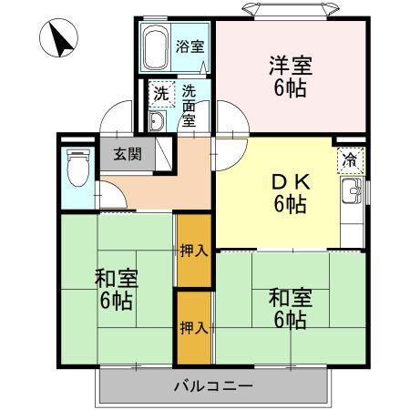 セジュール綾B棟(3DK/2階)の間取り写真