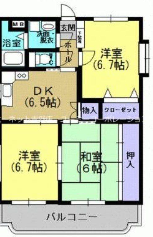シャルムM棟(3DK/1階)の間取り写真