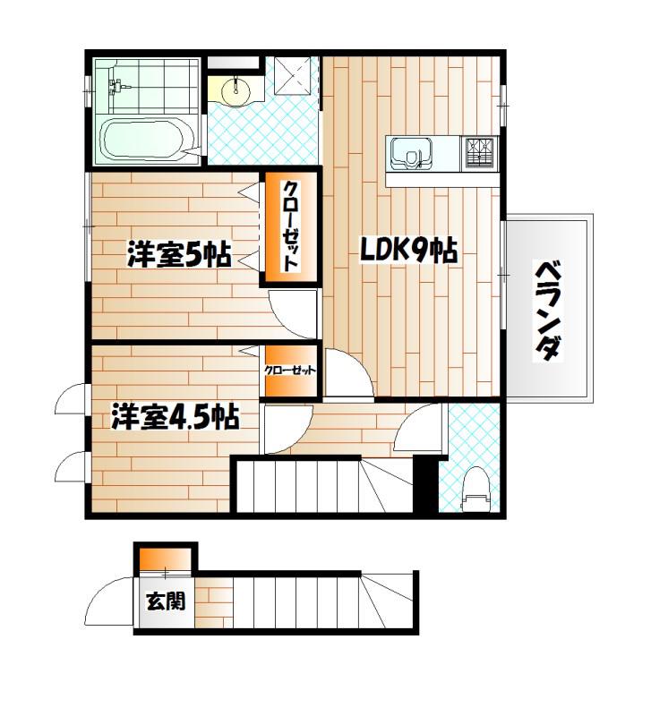 サンビレッジ小倉(2LDK/2階)の間取り写真