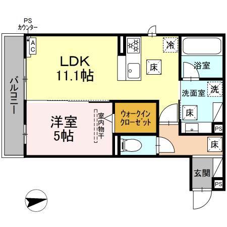 エクレール(1LDK/1階)の間取り写真