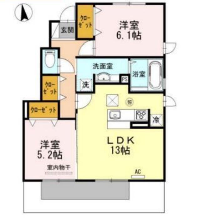 パルティーダS P付(2LDK/1階)の間取り写真