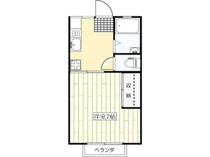 静望ハイツD(1K/2階)の間取り写真