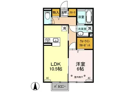 グランテラス西片貝(1LDK/2階)の間取り写真