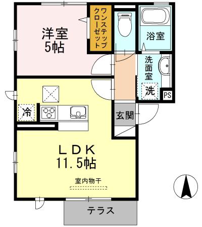 グランドソレイユ(1LDK/1階)の間取り写真