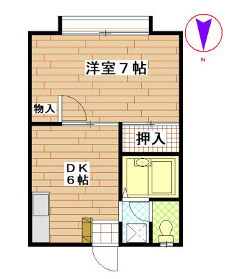 55ハイツ(1DK/2階)の間取り写真