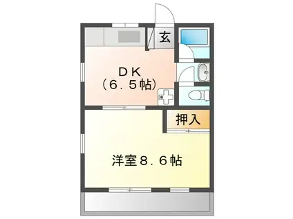 アリビラ千代田(1DK/2階)の間取り写真