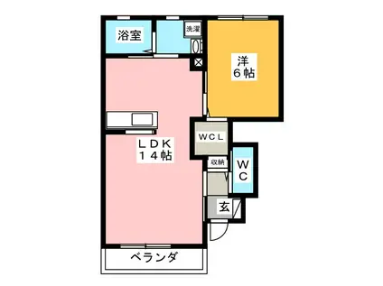 ロイヤルヨークIII A(1LDK/1階)の間取り写真