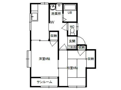 ビューラーきくちNO.2(2K/1階)の間取り写真