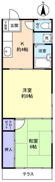 ハイツピースフル(2K/1階)の間取り写真