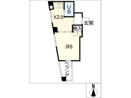 山一吹上ビル(1DK/3階)の間取り写真