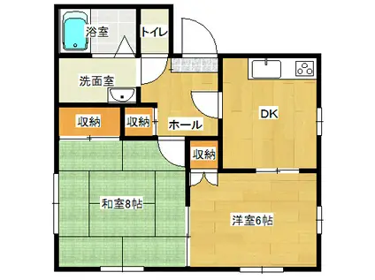 カーサMII(2DK/2階)の間取り写真