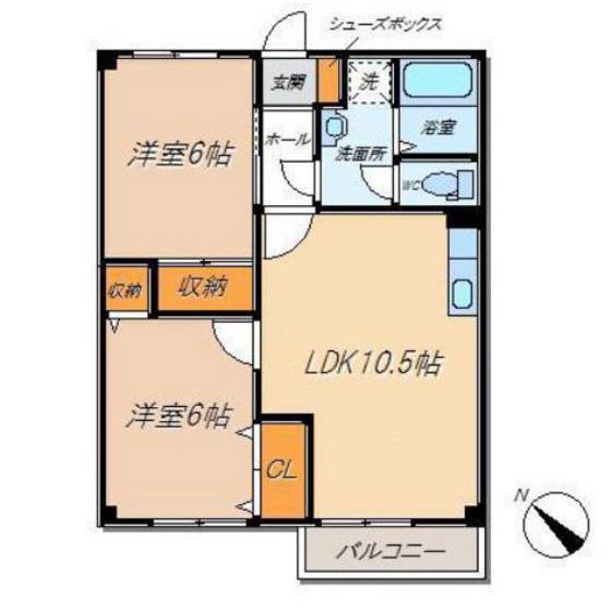 パティオ中川原(2LDK/2階)の間取り写真