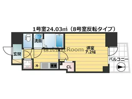 セレニテ本町東リアン(1K/3階)の間取り写真