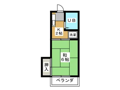 ハイツしの(1K/2階)の間取り写真