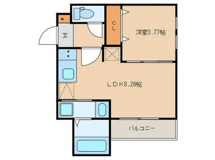 CHERIM吉塚イースト(1LDK/2階)の間取り写真