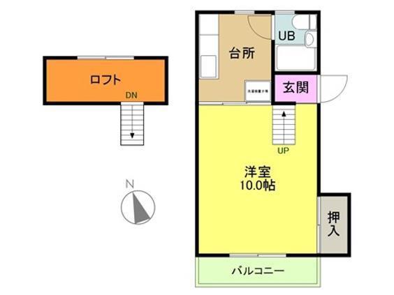 ヒロハイツ北目(1DK/1階)の間取り写真