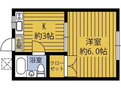 第1コーポ伊藤(1K/1階)の間取り写真