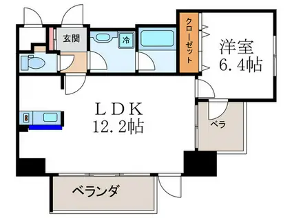 レジディア御所東(1LDK/8階)の間取り写真