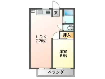 パル恵我ノ荘(1LDK/2階)の間取り写真