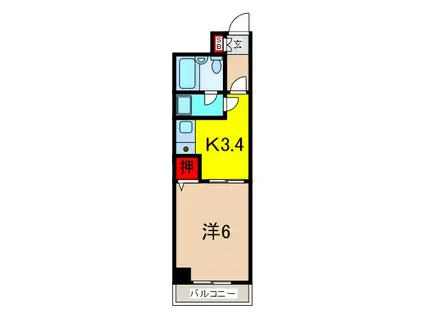 ライオンズマンション川口第11(1K/8階)の間取り写真