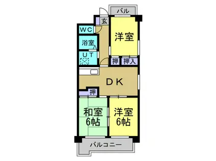 メゾンドK(3DK/4階)の間取り写真