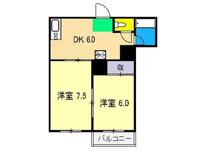長崎ハイツ(2DK/2階)の間取り写真