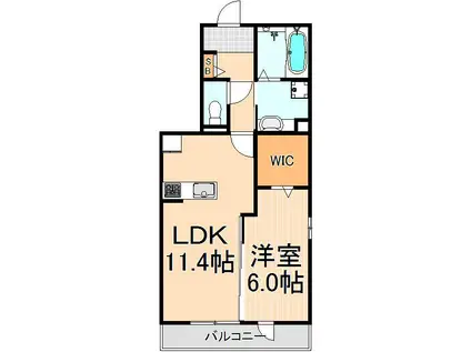 シャロームIII(1LDK/3階)の間取り写真