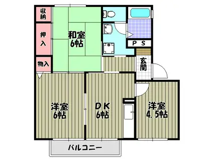 南海高野線 大阪狭山市駅 徒歩5分 2階建 築30年(3DK/1階)の間取り写真