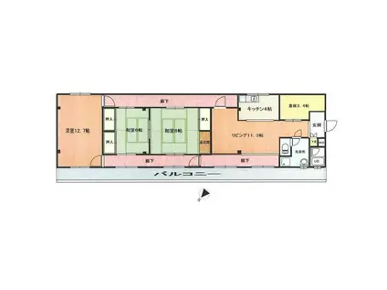 ドミノ箱根マンション(3SLDK/5階)の間取り写真